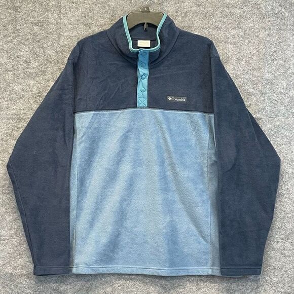 COLUMBIA Sweatshirt Men's XL Blue Steens Mountain Fleece Snap Button Pulllover - Picture 1 of 15